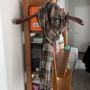 Gap Lightweight Plaid and Floral Scarf